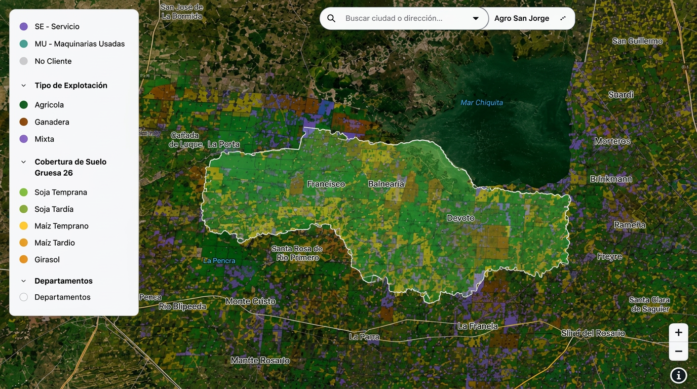 Optimus Radar — mapa del territorio con zona de influencia destacada